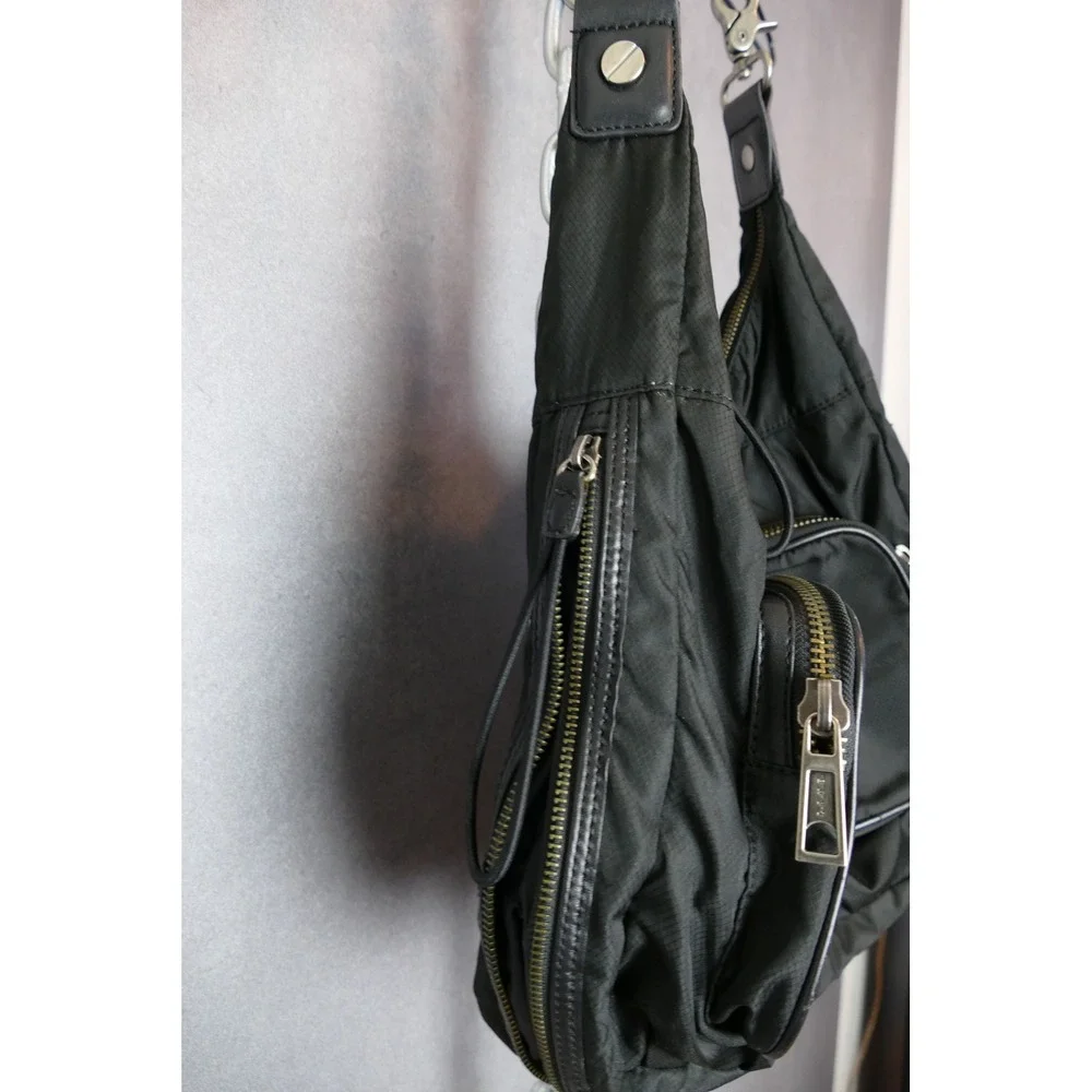 LAMB Gwen Stefani Black Nylon Hobo Bag with Braided‎ Handle